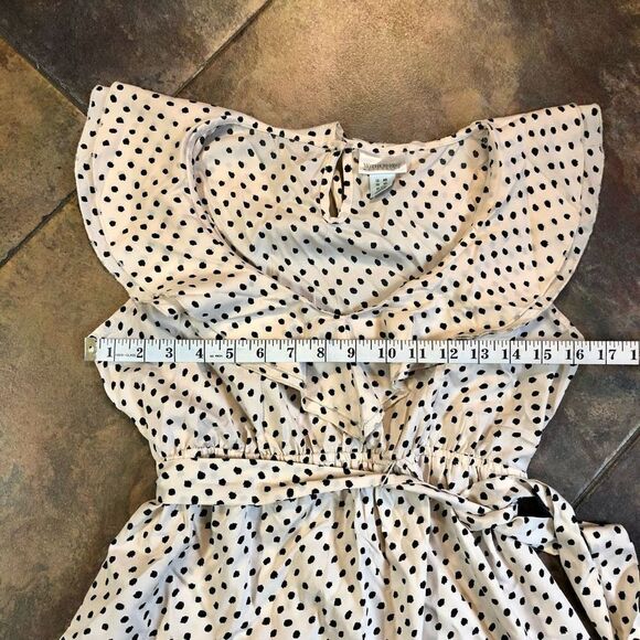 Motherhood Maternity Cream With Black Dots Blouse Waist Belt - Picture 7 of 13